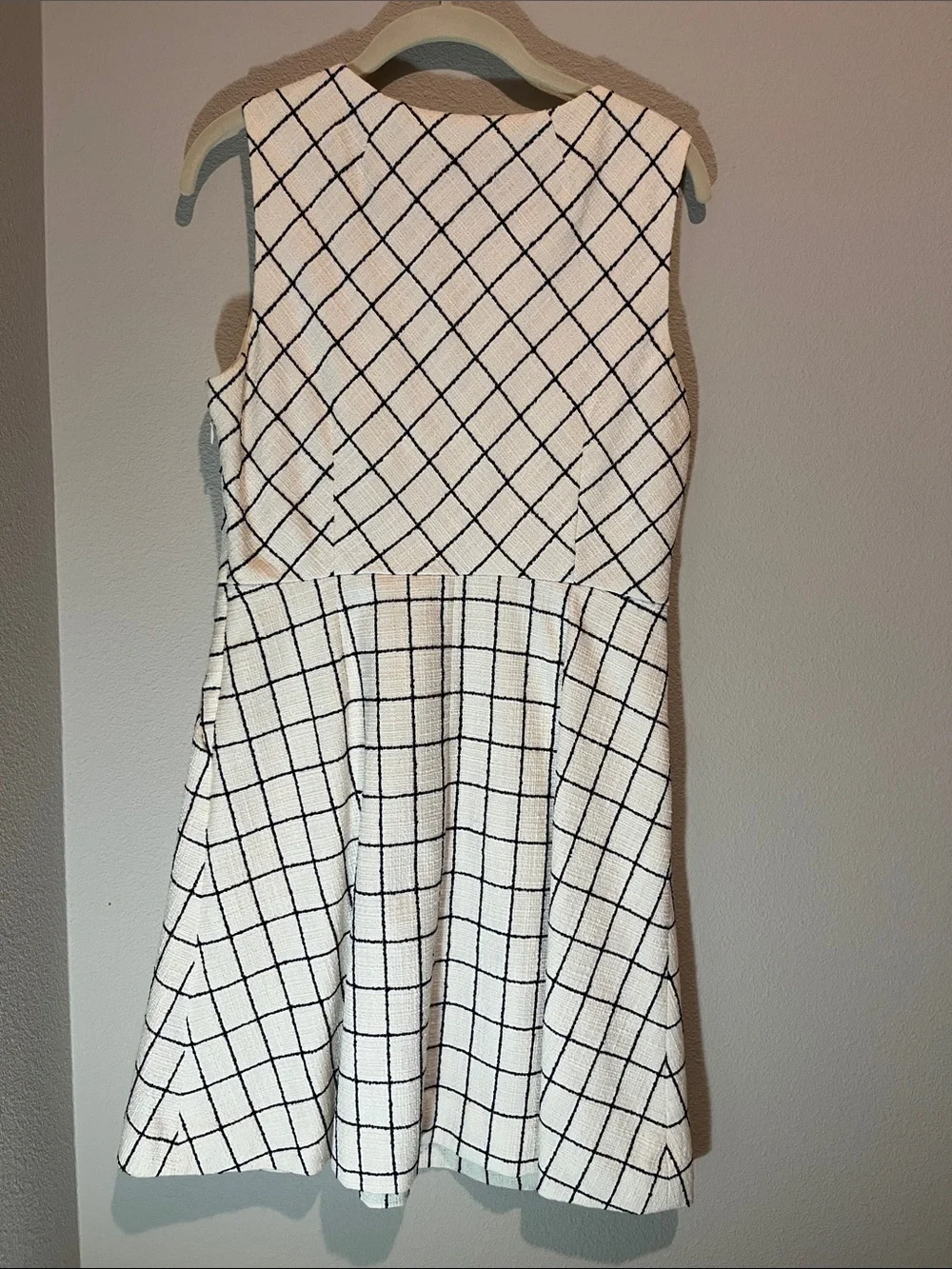 J. Crew White Dress with Black Windowpane Check